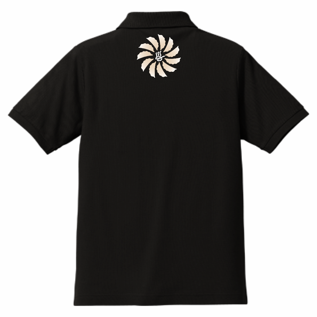 ドライCVCポロシャツ(ブラック)左胸ロゴ/襟下シンボル